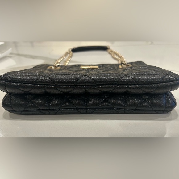 Kate Spade- Mini Phoebe Bag- Quilted convertible Purse- Metallic Black Leather - Picture 4 of 6